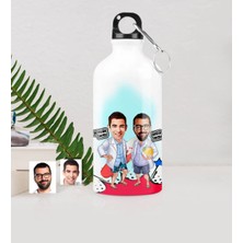 BK Gift Kişiye Özel Sörfçüler Karikatürlü Metal Suluk (500 Ml.)