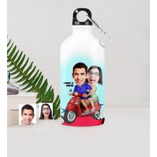 BK Gift Kişiye Özel Sevgililer Karikatürlü Metal Suluk (500 Ml.) - 10