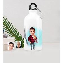 BK Gift Kişiye Özel Baba Oğul Karikatürlü Metal Suluk (500 Ml.) 3