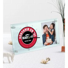 BK Gift Kişiye Özel Fotoğraflı Dünyanın En Iyi Babası Masaüstü Cam Saat-7