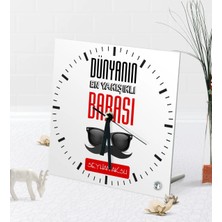BK Gift Kişiye Özel Dünyanın En Yakışıklı Babası Masaüstü Kare Cam Saat-2