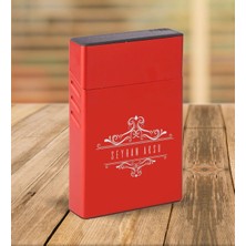 BK Gift Kişiye Özel Kırmızı Slim Boy Metal Sigara Kutusu-8