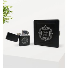 BK Gift Kişiye Özel Isimli Siyah Metal Sigara Tabakası ve Benzinli Çakmak Seti-1
