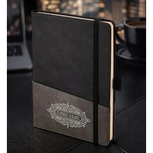 Bk Gift Kişiye Özel Siyah Termo Deri Defter -11, Kartvizit Bölmeli, Çizgili Ivory Kağıt