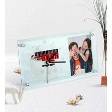 BK Gift Kişiye Özel Fotoğraflı Kahraman Baba Masaüstü Cam Saat-2