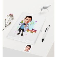 BK Gift Kişiye Özel Bay Kimya Öğretmeni Temalı Karikatürlü Beyaz Defter Kalem Hediye Seti - 3