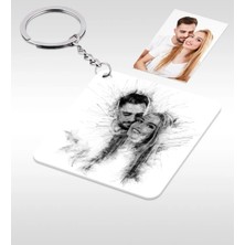 BK Gift Kişiye Özel Karakalem Fotoğraf Baskılı Anahtarlık