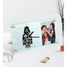 BK Gift Kişiye Özel Fotoğraflı Baba Masaüstü Cam Saat-1