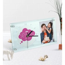 BK Gift Kişiye Özel Fotoğraflı Canım Babam Masaüstü Cam Saat-2