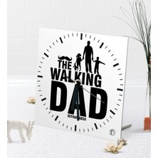 BK Gift Kişiye Özel The Walking Dad Masaüstü Kare Cam Saat-1