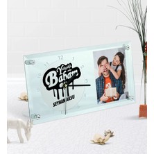 BK Gift Kişiye Özel Fotoğraflı Yakışıklı Babam Masaüstü Cam Saat-2