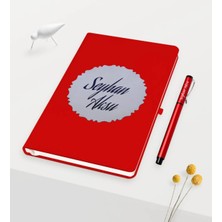 BK Gift Kişiye Özel Kabartma Plakalı Beyaz Defter Kalem Set