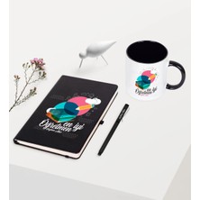 BK Gift Kişiye Özel En Iyi Öğretmen Temalı Siyah Defter Kalem Kupa Seti - 3