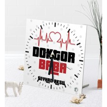 BK Gift Kişiye Özel Doktor Baba Masaüstü Kare Cam Saat-2