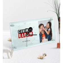BK Gift Kişiye Özel Fotoğraflı Canım Babam Masaüstü Cam Saat-6