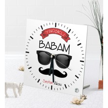 BK Gift Kişiye Özel Yakışıklı Babam Masaüstü Kare Cam Saat-5