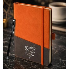 Bk Gift Kişiye Özel Turuncu Termo Deri Defter ve Touchpen Kalem Seti -5,  Kurumsal ve Özel Hediye, Yeni Iş Hediyesi
