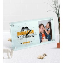 BK Gift Kişiye Özel Fotoğraflı Babaların Babası Masaüstü Cam Saat-2