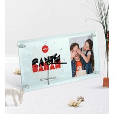 BK Gift Kişiye Özel Fotoğraflı Canım Babam Masaüstü Cam Saat-5