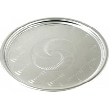 Tr Yüksek Kalite 60 cm Yuvarlak Çelik Tepsi Büyük Boy Servis Tepsisi, PRN17199102025