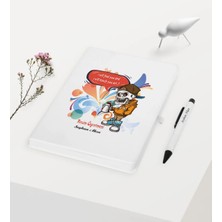 BK Gift Kişiye Özel Resim Öğretmeni Temalı Beyaz Defter Kalem Hediye Seti - 1