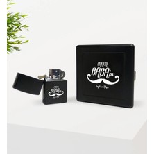 BK Gift Kişiye Özel Canım Babam Tasarımlı Siyah Metal Sigara Tabakası ve Benzinli Çakmak Seti-8