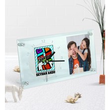 BK Gift Kişiye Özel Fotoğraflı Canım Babam Masaüstü Cam Saat-3