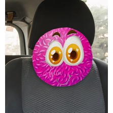 BK Gift Kişiye Özel Isimli Emoji Tasarımlı Yuvarlak Araç Koltuk Yastığı-2