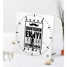BK Gift Kişiye Özel Dünyanın En Iyi Babası Masaüstü Kare Cam Saat-5