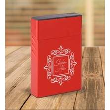 BK Gift Kişiye Özel Kırmızı Slim Boy Metal Sigara Kutusu-1