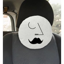 BK Gift Kişiye Özel Isimli Picasso Erkek Figürlü Yuvarlak Araç Koltuk Yastığı-1