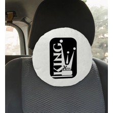 BK Gift Kişiye Özel Isimli King Tasarımlı Yuvarlak Araç Koltuk Yastığı-1