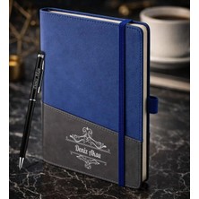 Bk Gift Kişiye Özel Mavi Termo Deri Defter ve Touchpen Kalem Seti -2,  Kurumsal ve Özel Hediye, Yeni Iş Hediyesi