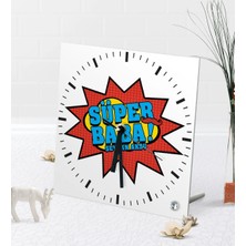 BK Gift Kişiye Özel Süper Baba Masaüstü Kare Cam Saat-2