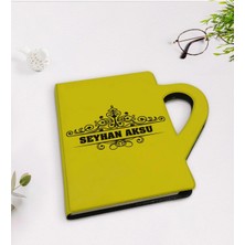 BK Gift Kişiye Özel Isimli Kupa Şeklinde Sarı Termo Deri Defter Model 32