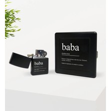 BK Gift Bk Home Baba Tasarımlı Siyah Metal Sigara Tabakası ve Benzinli Çakmak Seti-1
