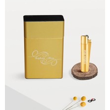 BK Gift Kişiye Özel Isimli Gold Metal Sigara Tabakası ve Clipper Çakmak Seti - 3