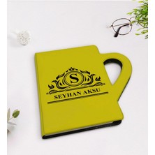 BK Gift Kişiye Özel Isimli Kupa Şeklinde Sarı Termo Deri Defter Model 12