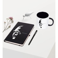 BK Gift Kişiye Özel Atatürk Temalı Siyah Defter Kalem Kupa Seti - 7