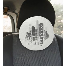 BK Gift Kişiye Özel Isimli City Tasarımlı Yuvarlak Araç Koltuk Yastığı-1