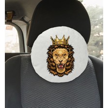 Bk Gift Aslan Tasarımlı Yuvarlak Araç Koltuk Yastığı-1