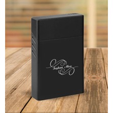 BK Gift Kişiye Özel Siyah Slim Boy Metal Sigara Kutusu-3
