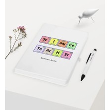BK Gift Kişiye Özel Fen Bilimleri Öğretmeni Temalı Beyaz Defter Kalem Hediye Seti - 3