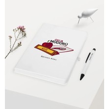 BK Gift Kişiye Özel Okul Müdürü Temalı Beyaz Defter Kalem Hediye Seti - 1