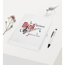 BK Gift Kişiye Özel Müzik Öğretmeni Temalı Beyaz Defter Kalem Hediye Seti - 1
