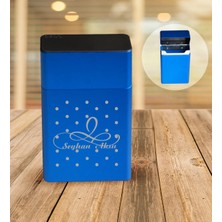 BK Gift Kişiye Özel Isimli Mavi Metal Sigara Tabakası - 4