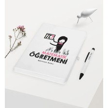 BK Gift Kişiye Özel Matematik Öğretmeni Temalı Beyaz Defter Kalem Hediye Seti - 1