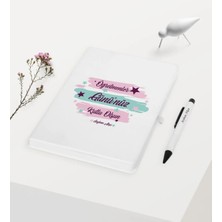 BK Gift Kişiye Özel Öğretmenler Gününüz Kutlu Olsun Temalı Beyaz Defter Kalem Hediye Seti - 4