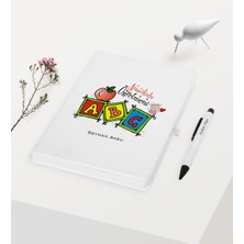 BK Gift Kişiye Özel Anaokulu Öğretmeni Temalı Beyaz Defter Kalem Hediye Seti - 1