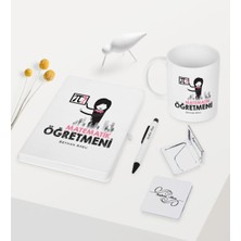 BK Gift Kişiye Özel Matematik Öğretmeni Temalı Beyaz Defter Kalem Kupa Ayna Seti - 1